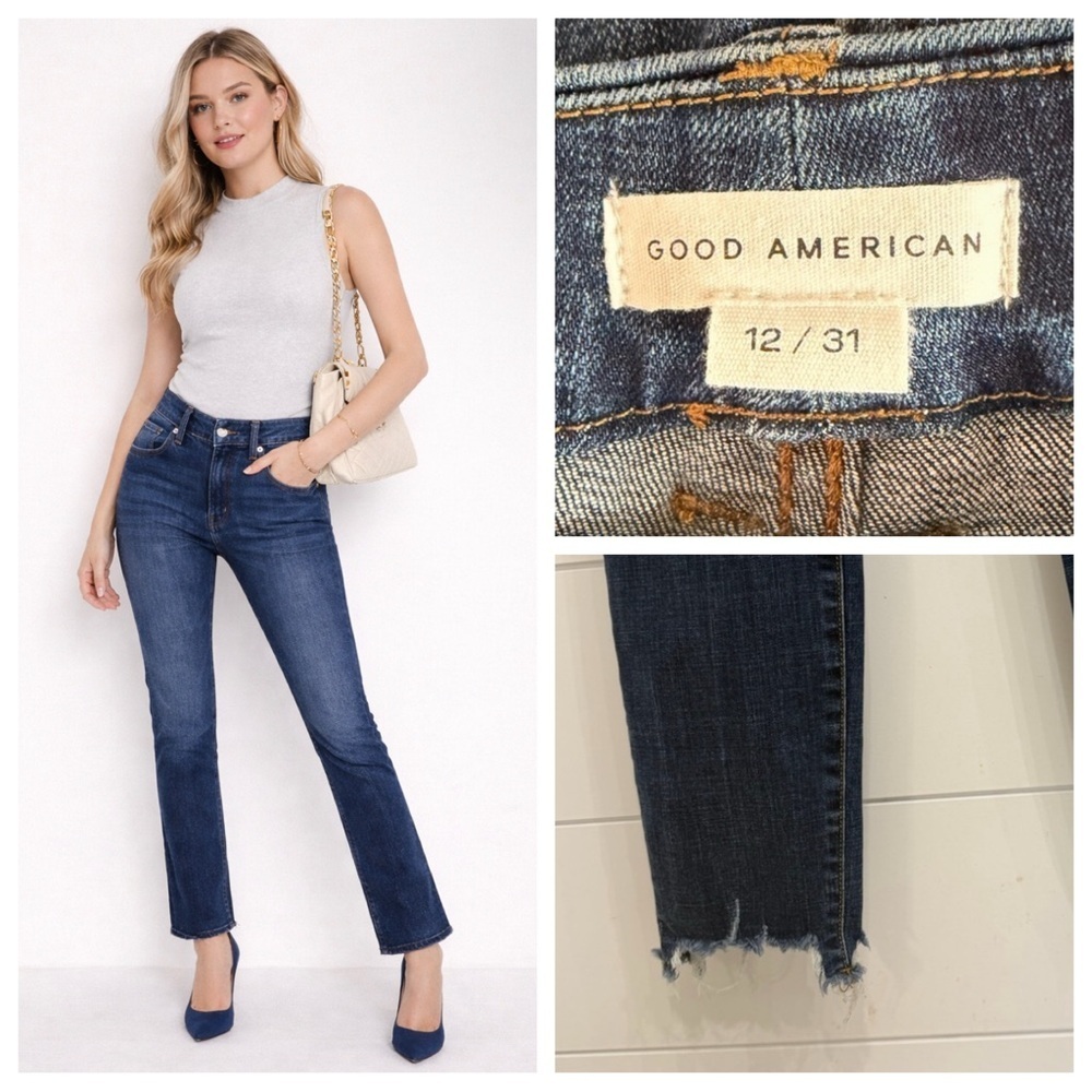 Good American Dark Blue Slim Straight Jeans Size 31 - 36017